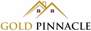 Gold Pinnacle Logo with House Icons